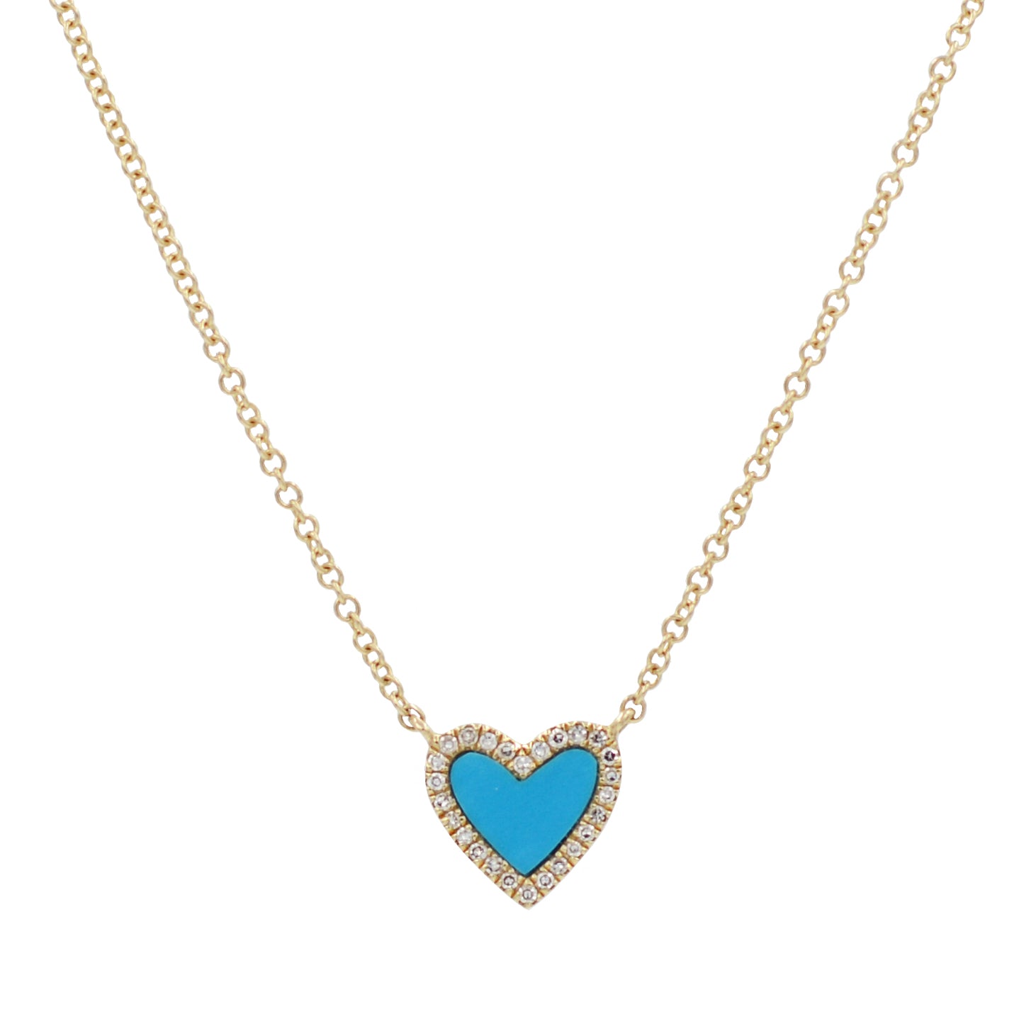 Turquoise heart necklace with diamonds Clearance