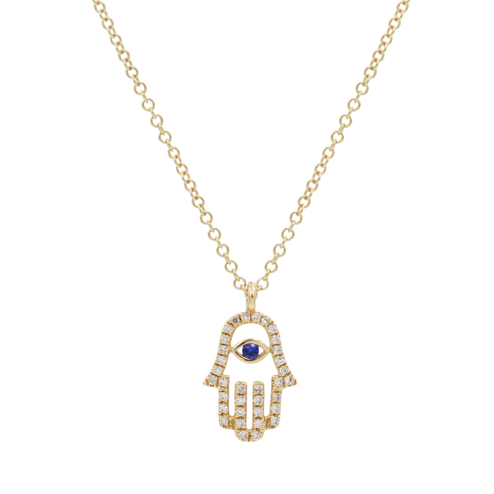 KC Designs 14k and Blue Diamond Hamsa Necklace N9089 - Sami Fine Jewelry