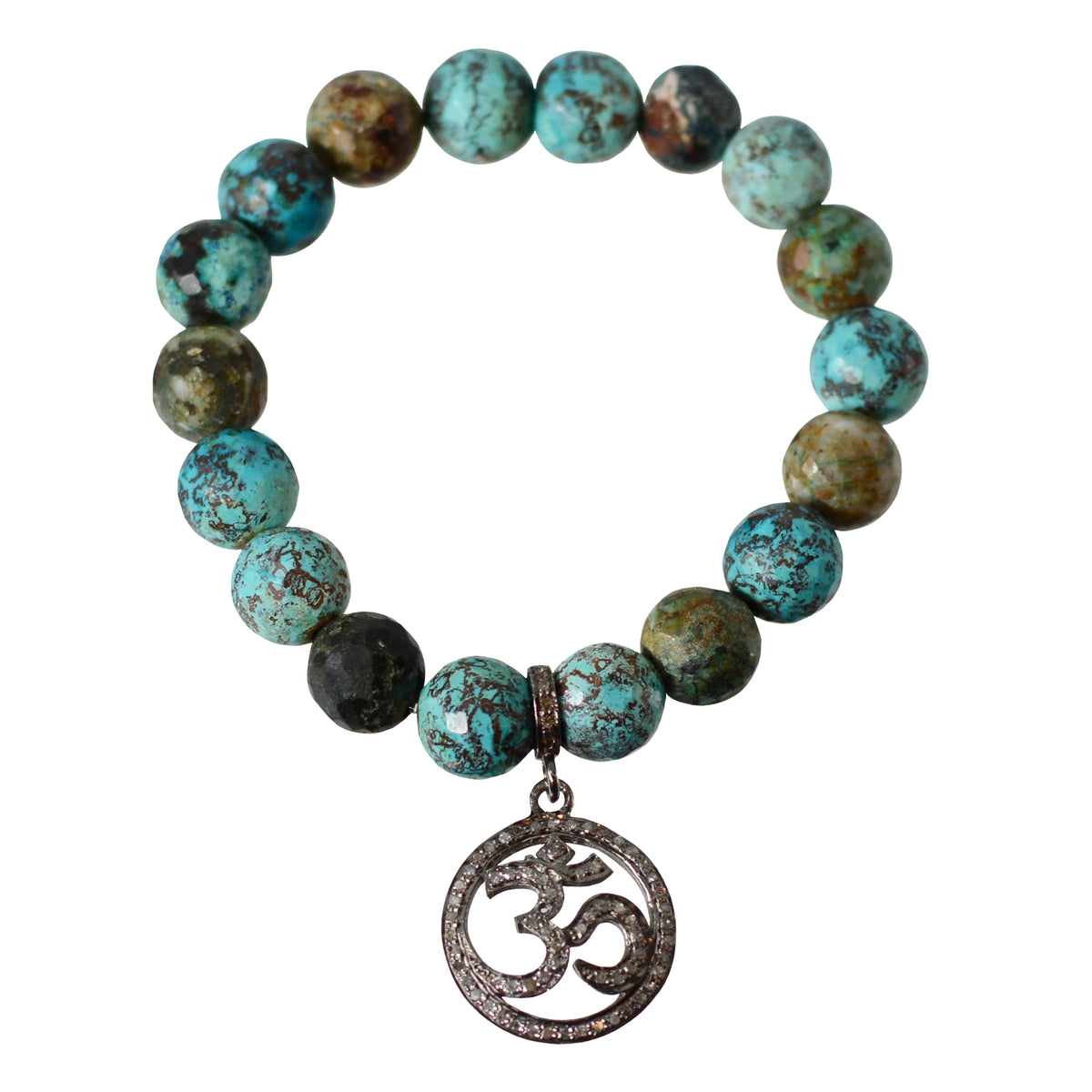 Om Diamond and Chrysocolla Bracelet
