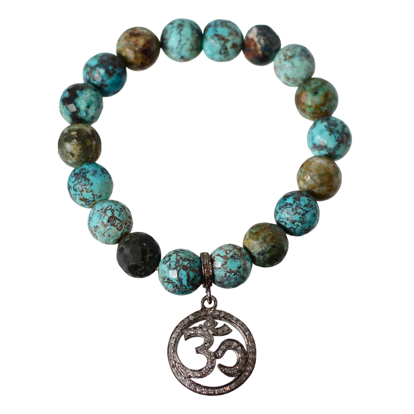Om Diamond and Chrysocolla Bracelet
