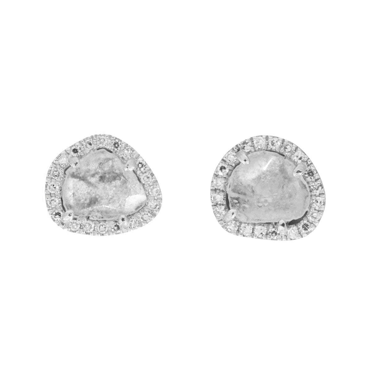 Diamond Slice Stud Earrings in 14k Gold