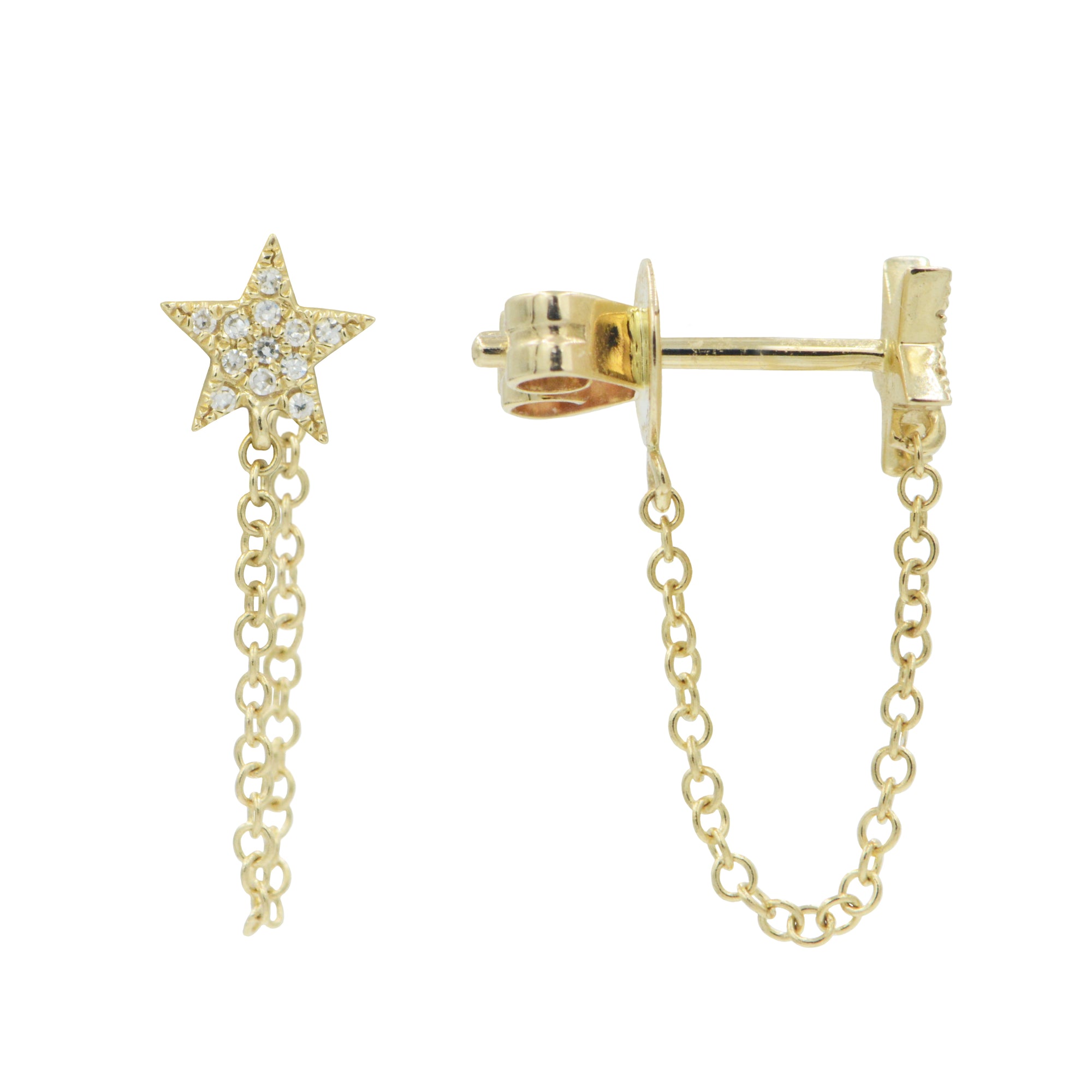 Star Chain Diamond Stud Earrings