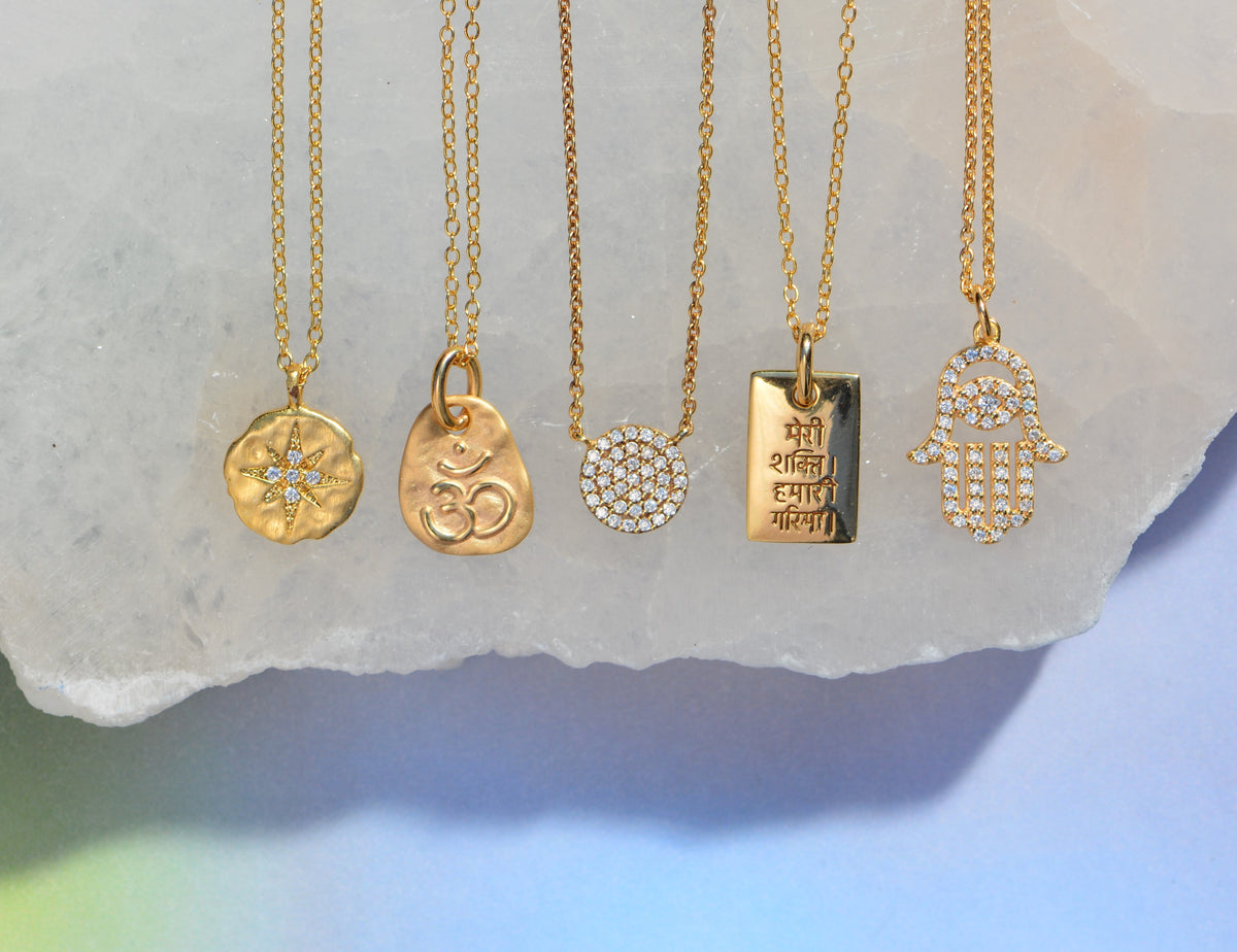 Hamsa Hand Necklace With Crystals