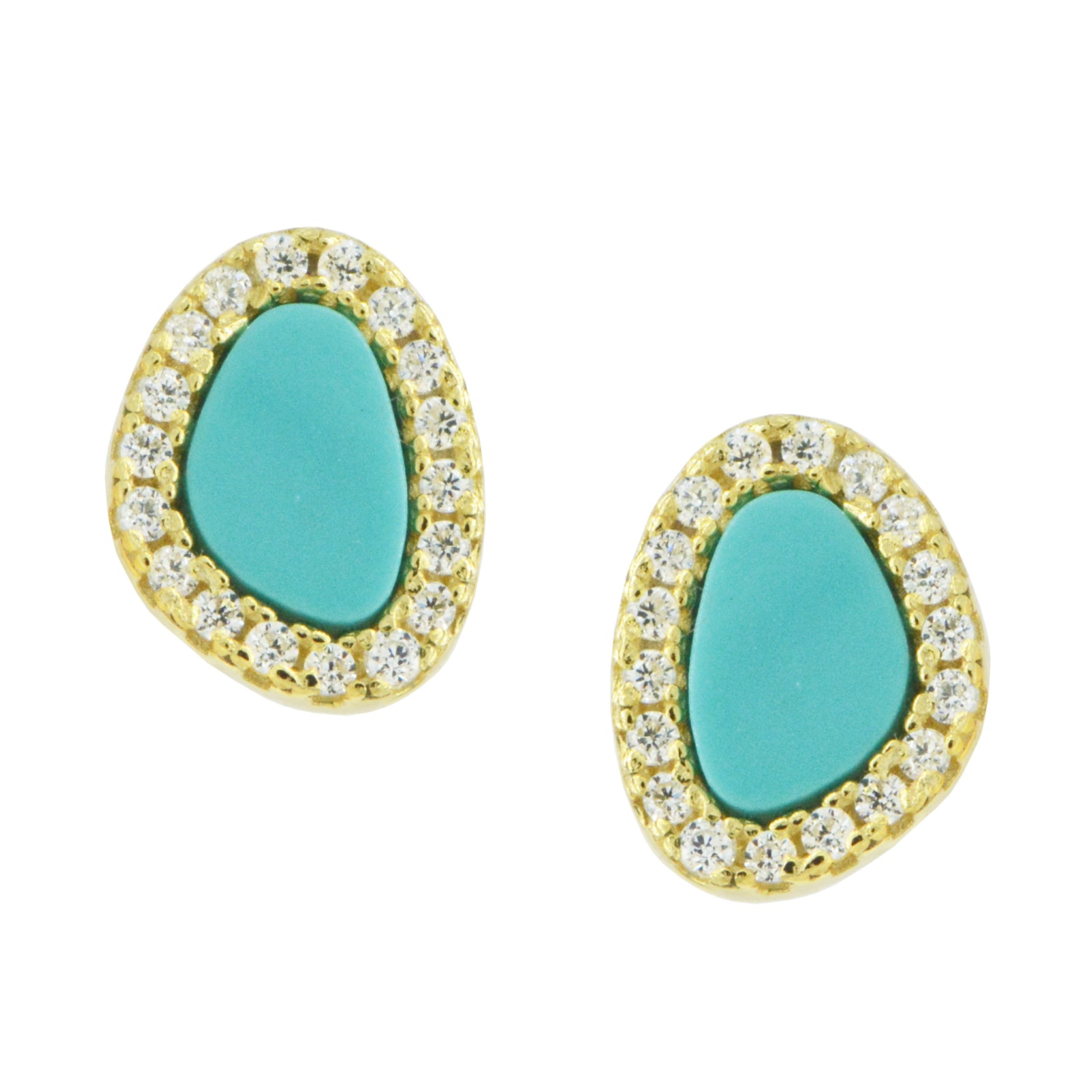 Turquoise Pebble Stud Earrings