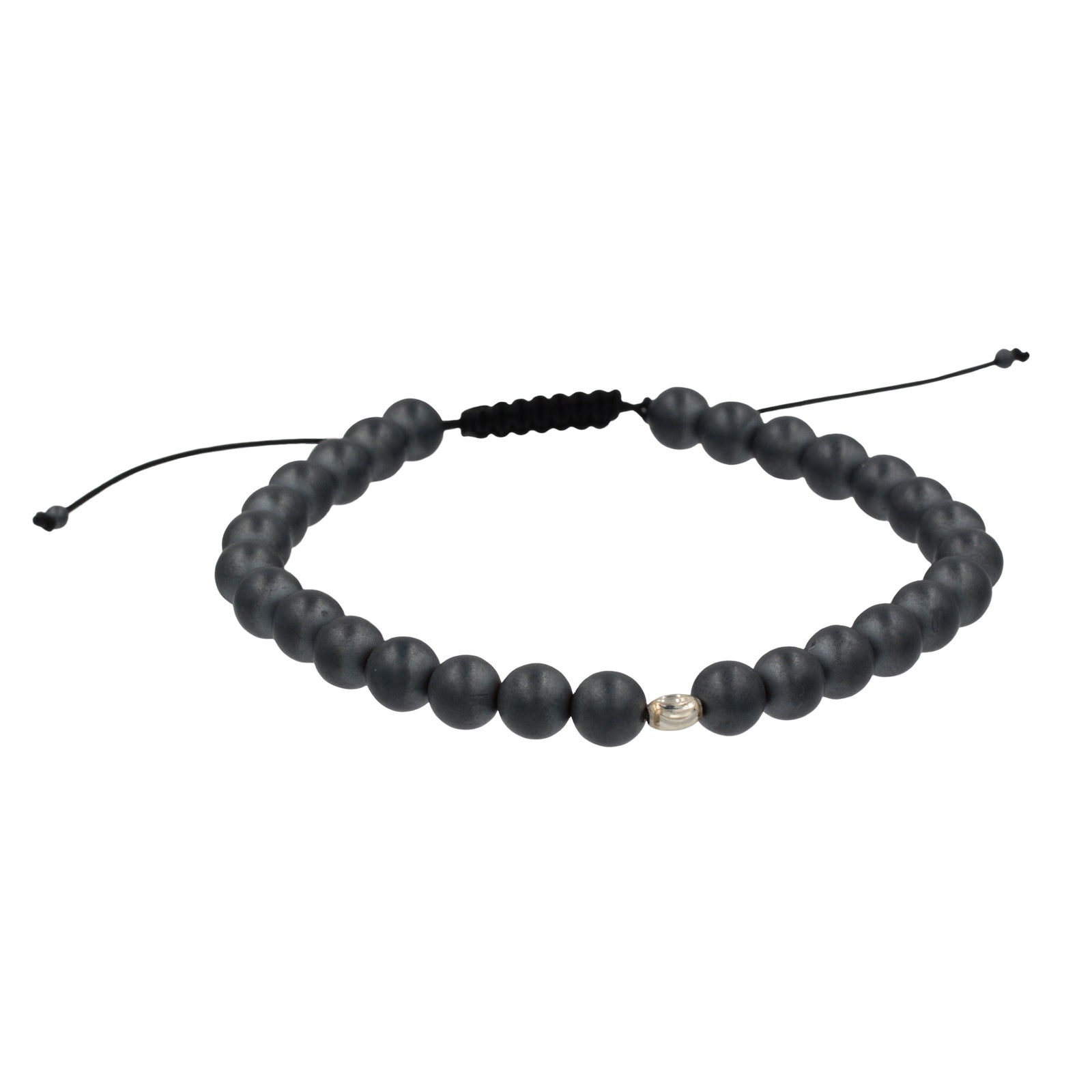 Matte Hematite on Adjustable Cord Bracelet