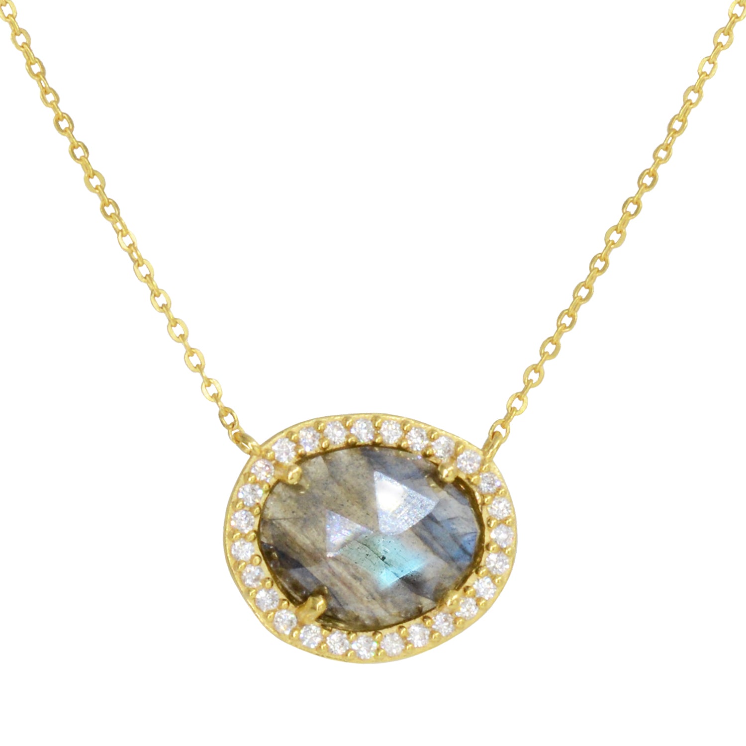 Azizi Necklace With Crystals - Labradorite