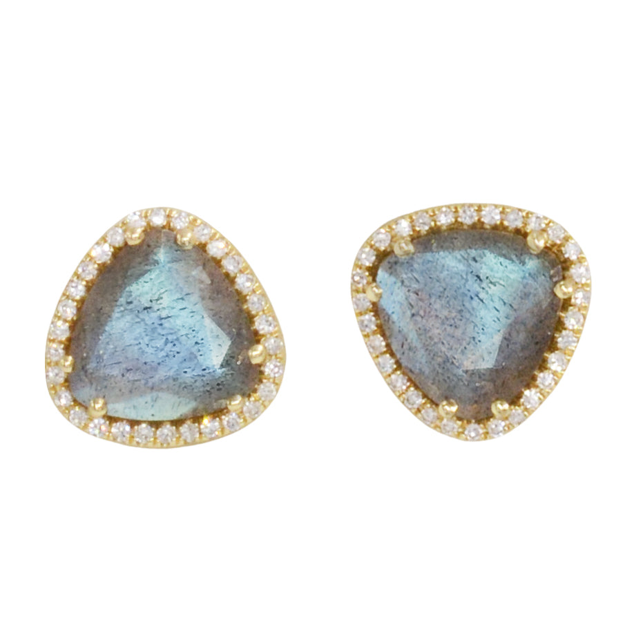 Trinity Stud Earrings With Diamonds - Labradorite