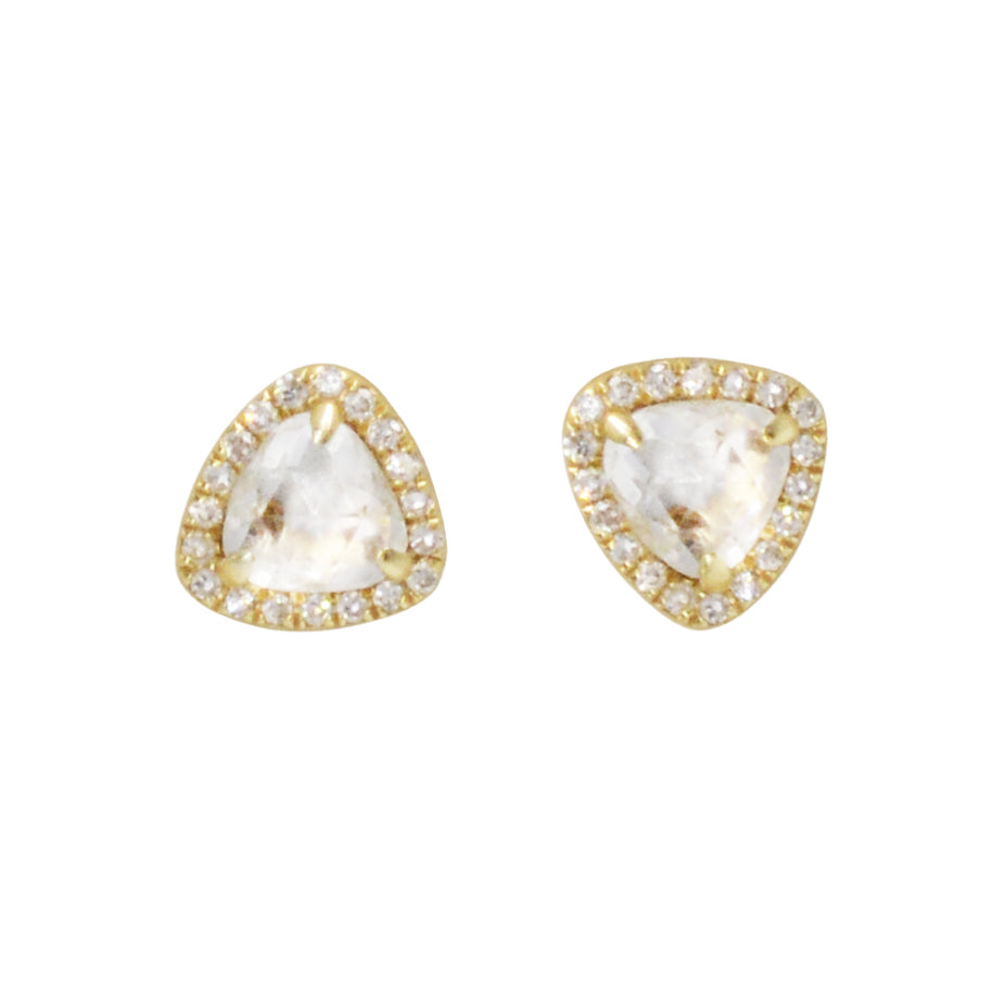 Trinity Mini Stud Earrings With Diamonds - White Topaz