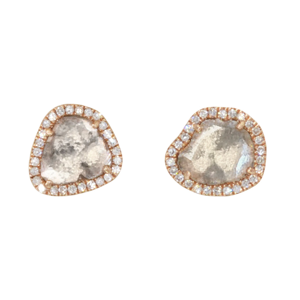 Diamond Slice Stud Earrings in 14k Gold
