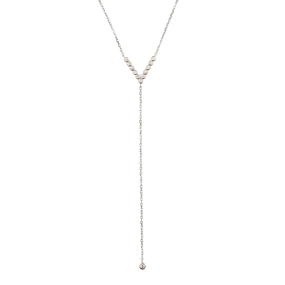 V Lariat Crystal Necklace