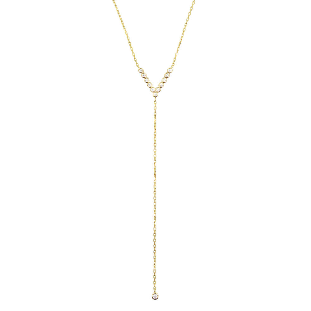 V Lariat Crystal Necklace