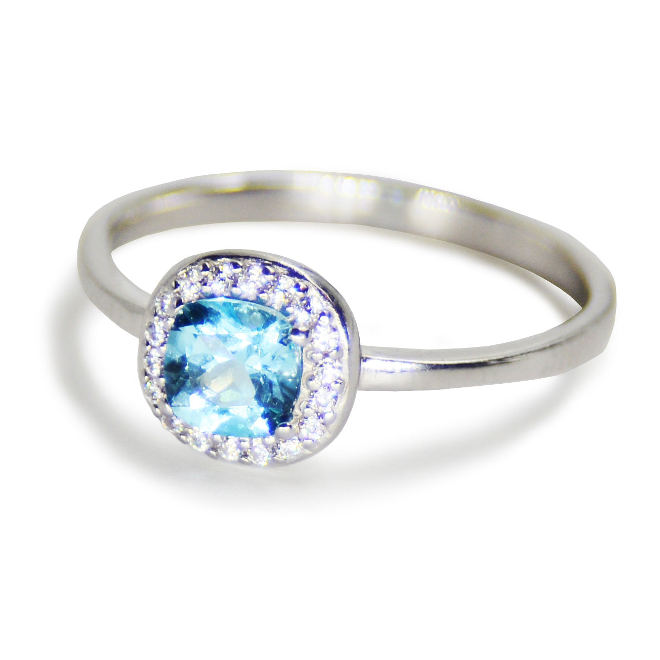 Mini Swiss Blue Topaz Pave Ring