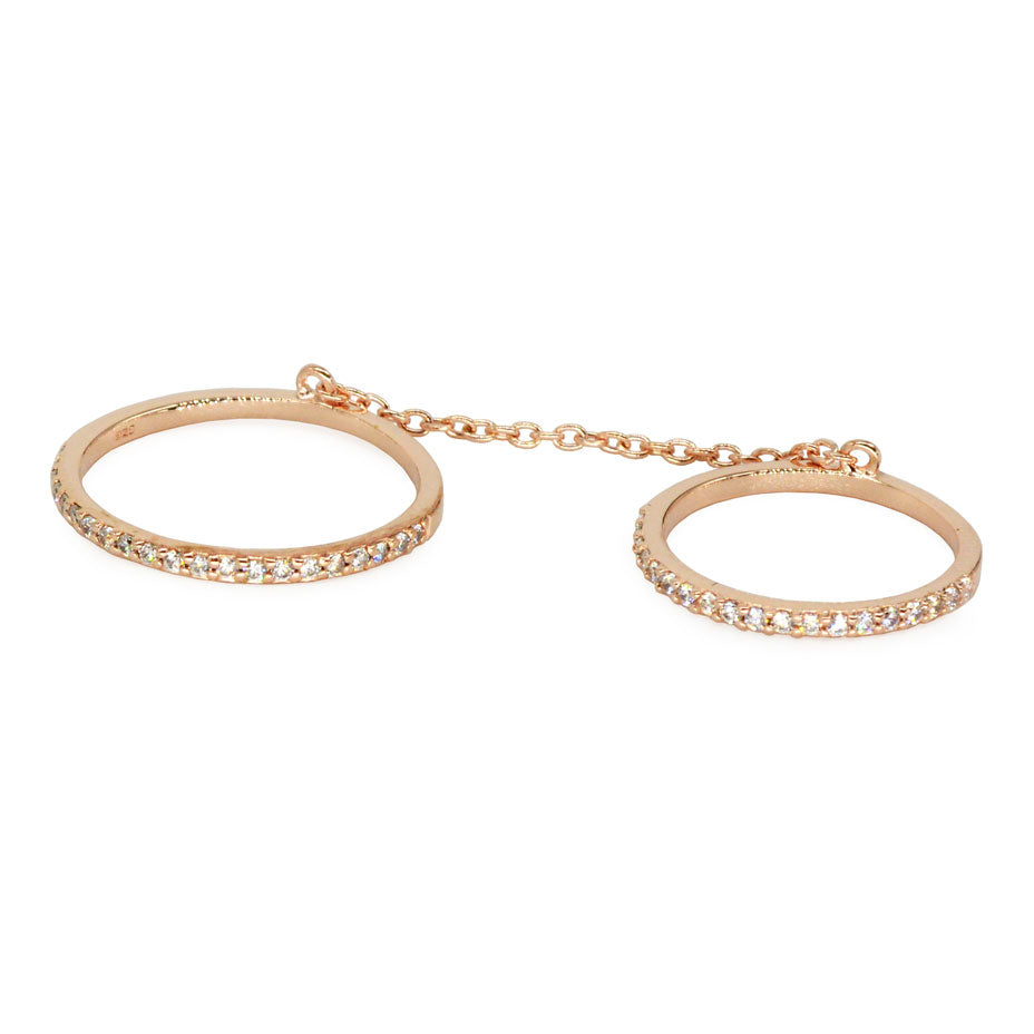 Double Chain Ring Rose Gold / 6