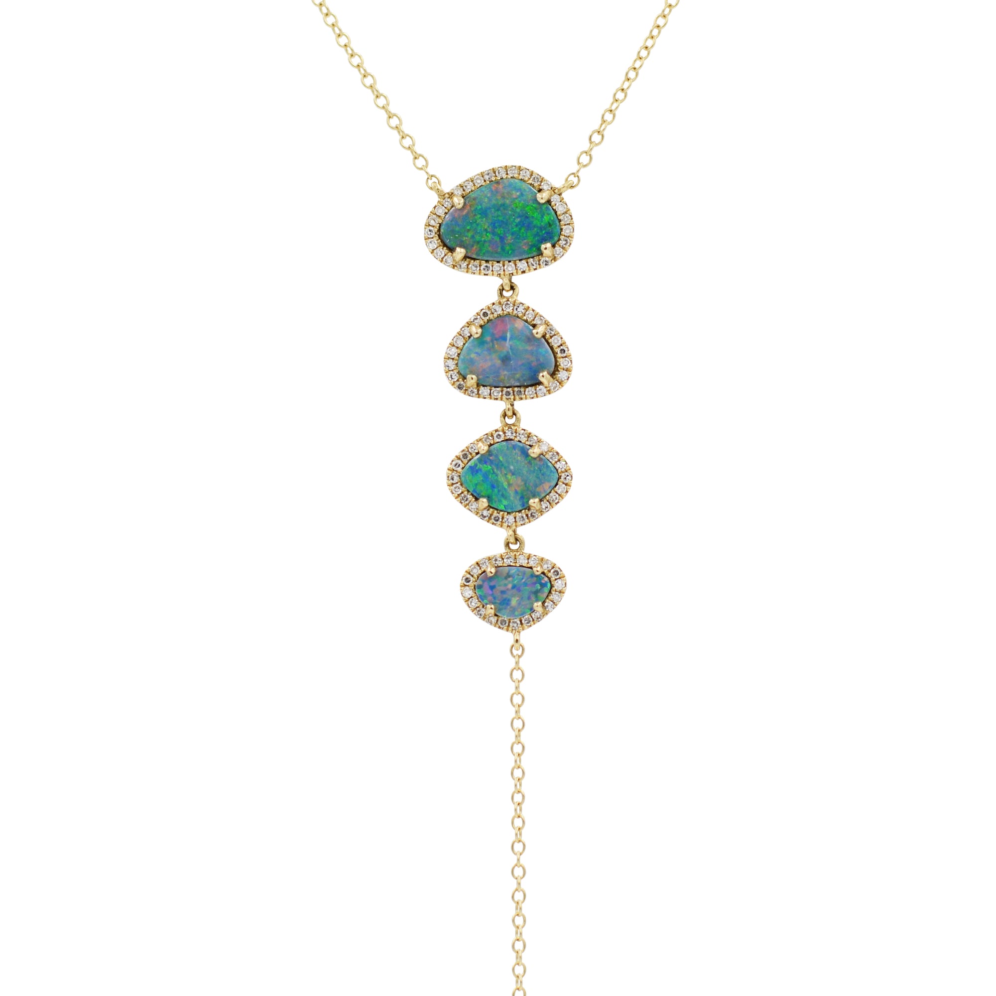Quad Opal Lariat Necklace - Fine