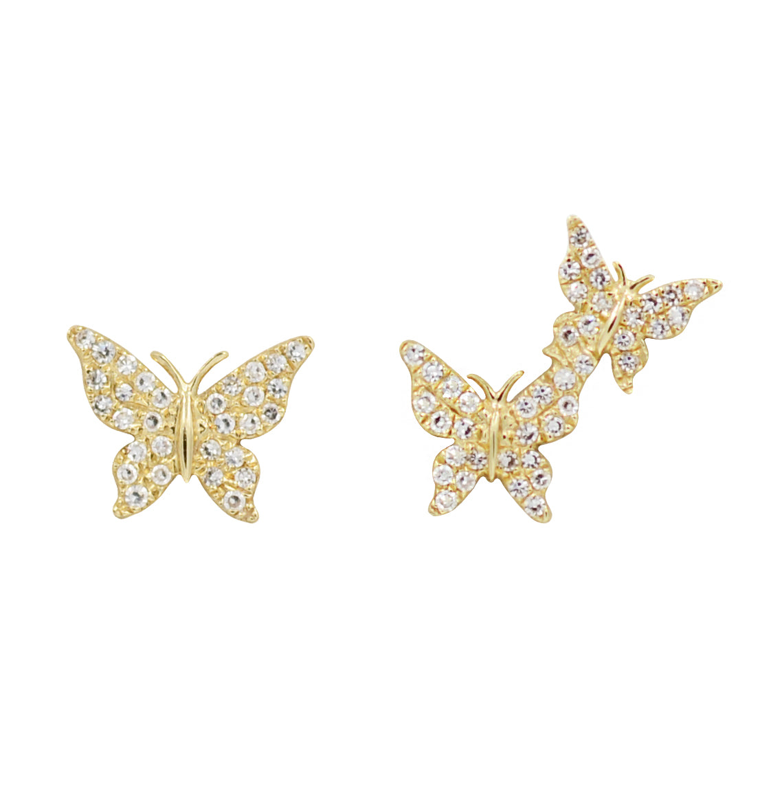 Asymmetric Diamond Butterfly Earring Studs