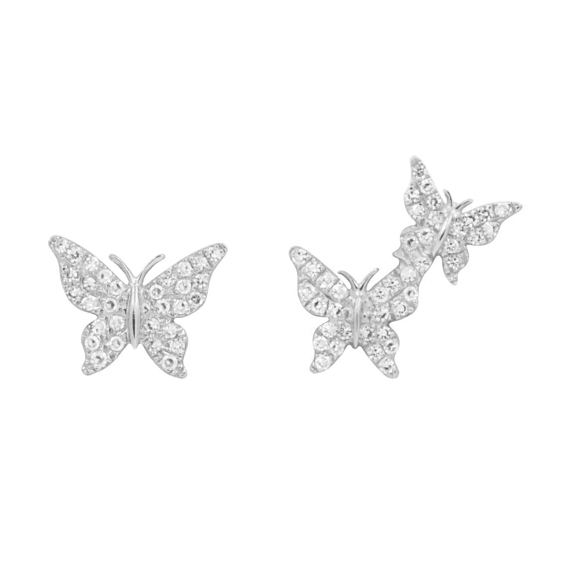 Asymmetric Diamond Butterfly Earring Studs