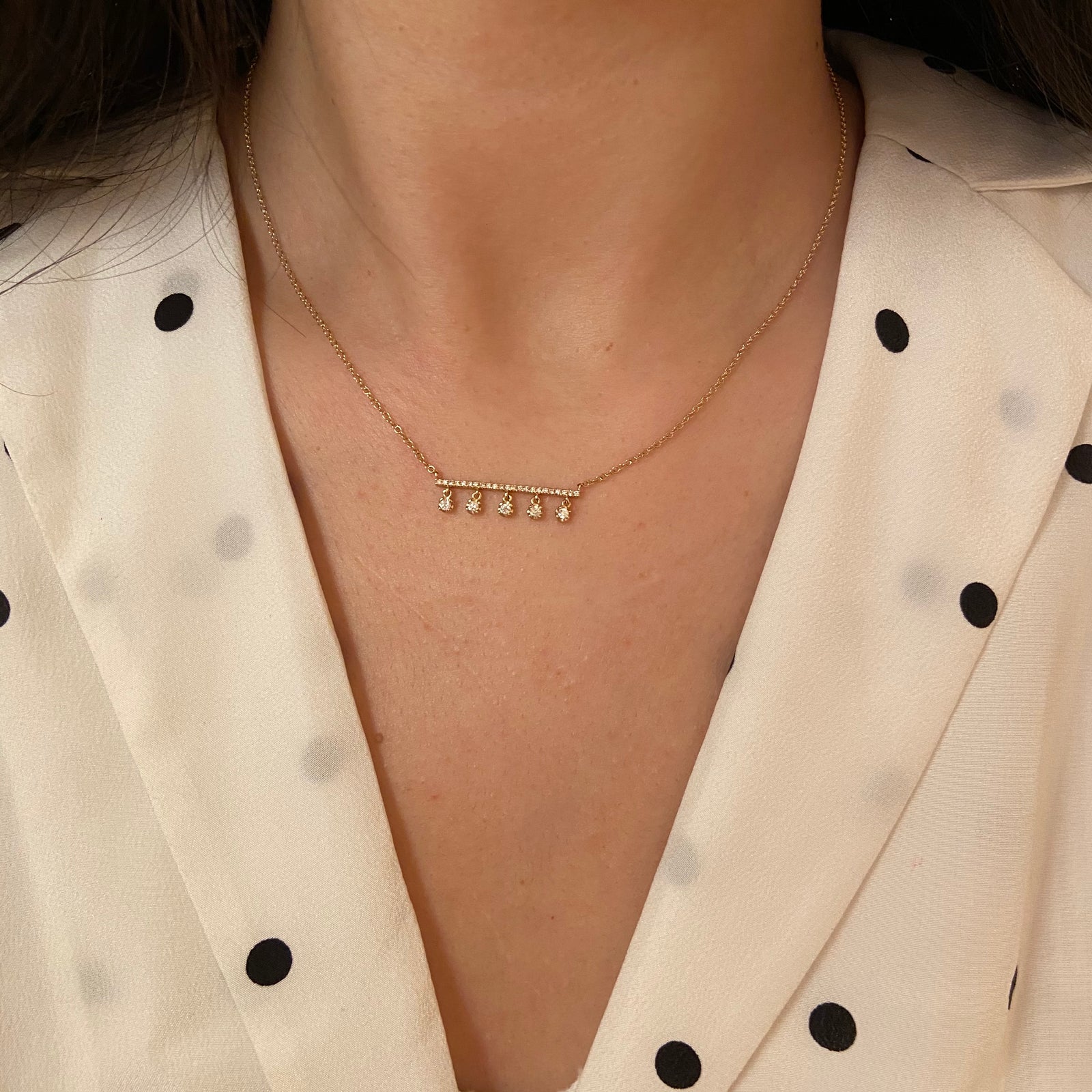 Diamond Bar With Drops Necklace