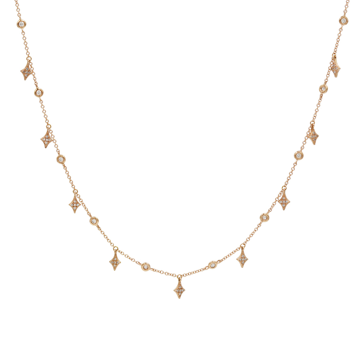 Diamond Kite Choker Necklace 14k Gold