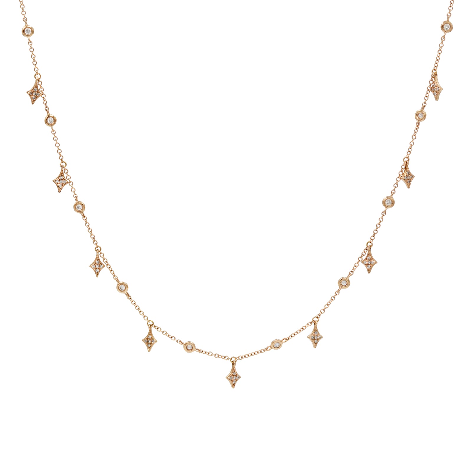 Diamond Kite Choker Necklace 14k Gold
