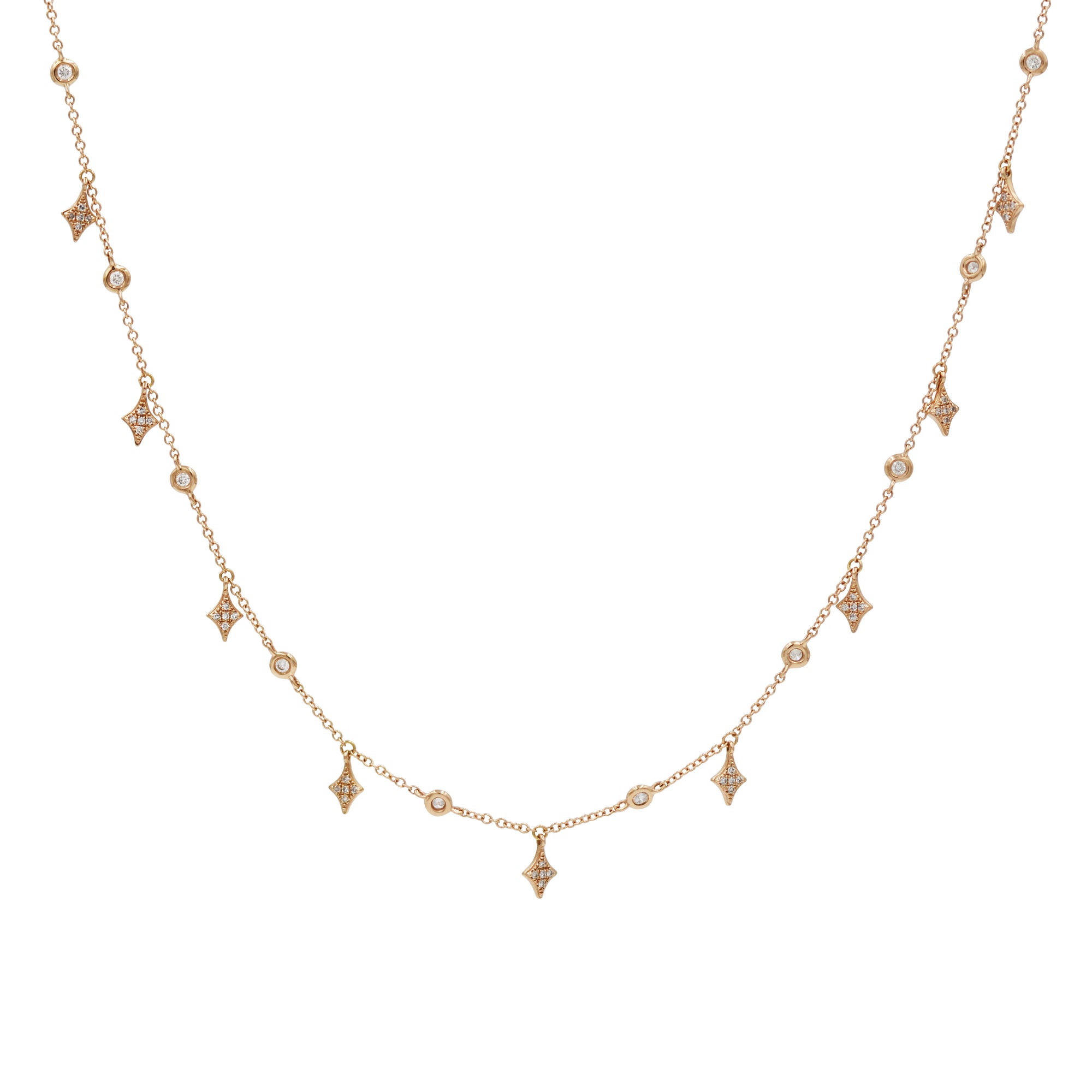 Diamond Kite Choker Necklace 14k Gold