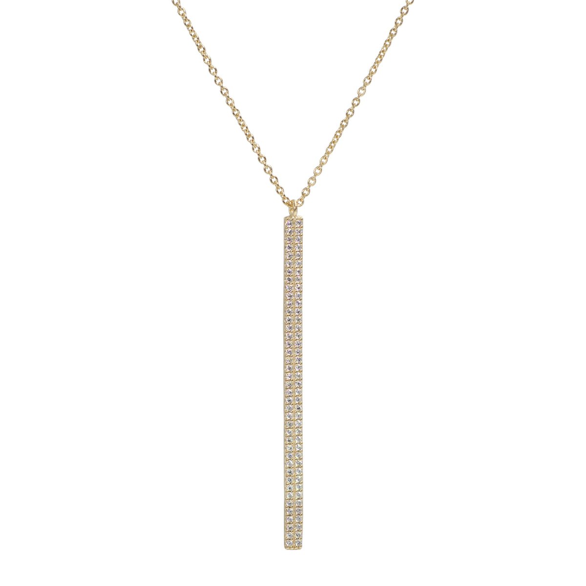 Double Crystal Bar Necklace Gold