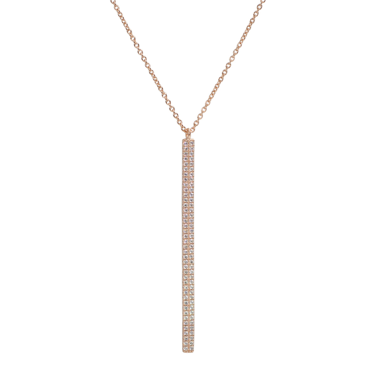 Double Crystal Bar Necklace Layered Crystals Rose