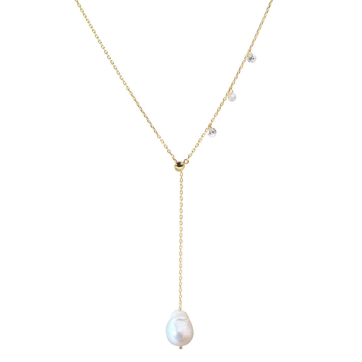 Double Slider Lariat with Pearl Drop