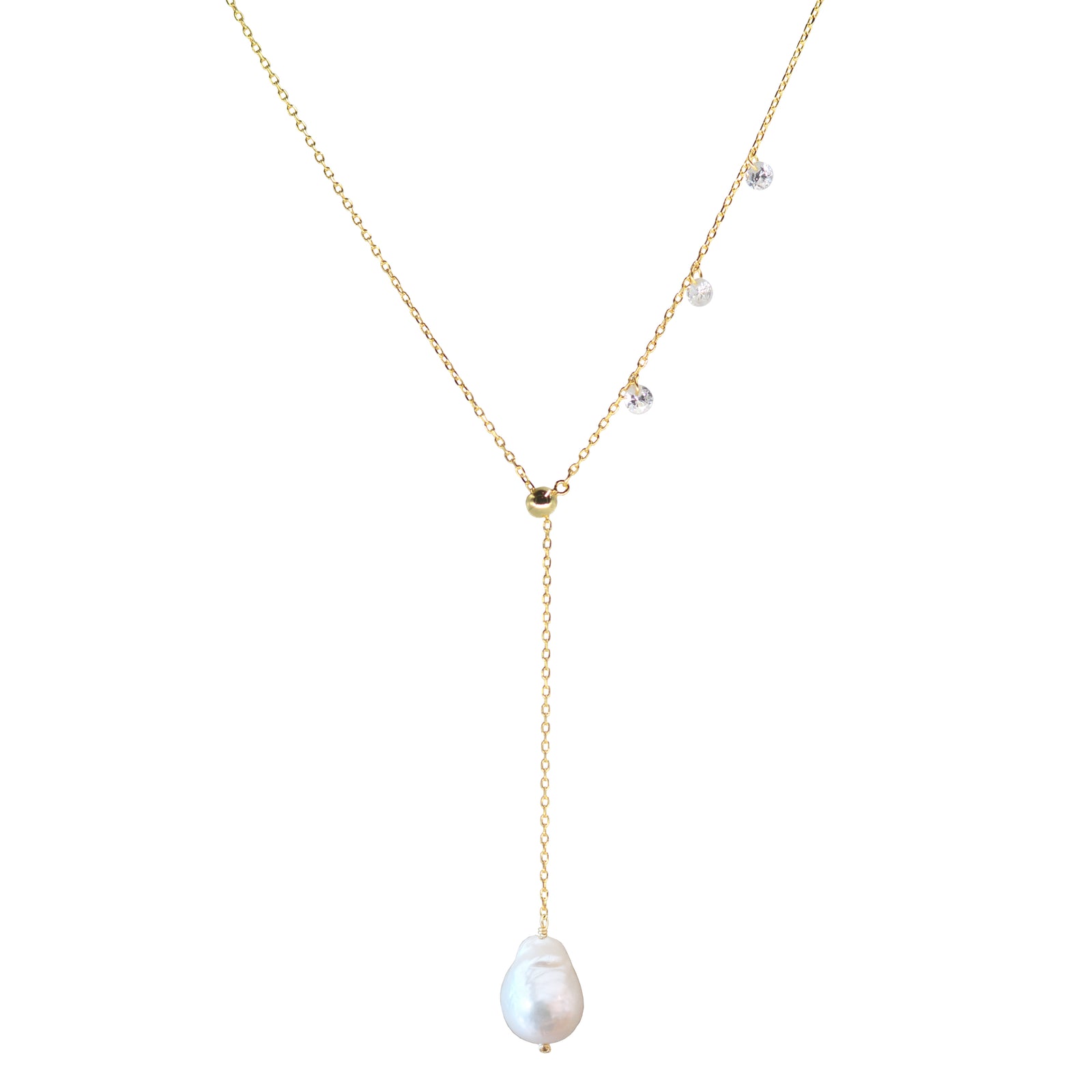 Double Slider Lariat with Pearl Drop