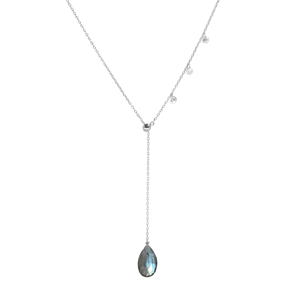 Double Slider Lariat with Labradorite Drop