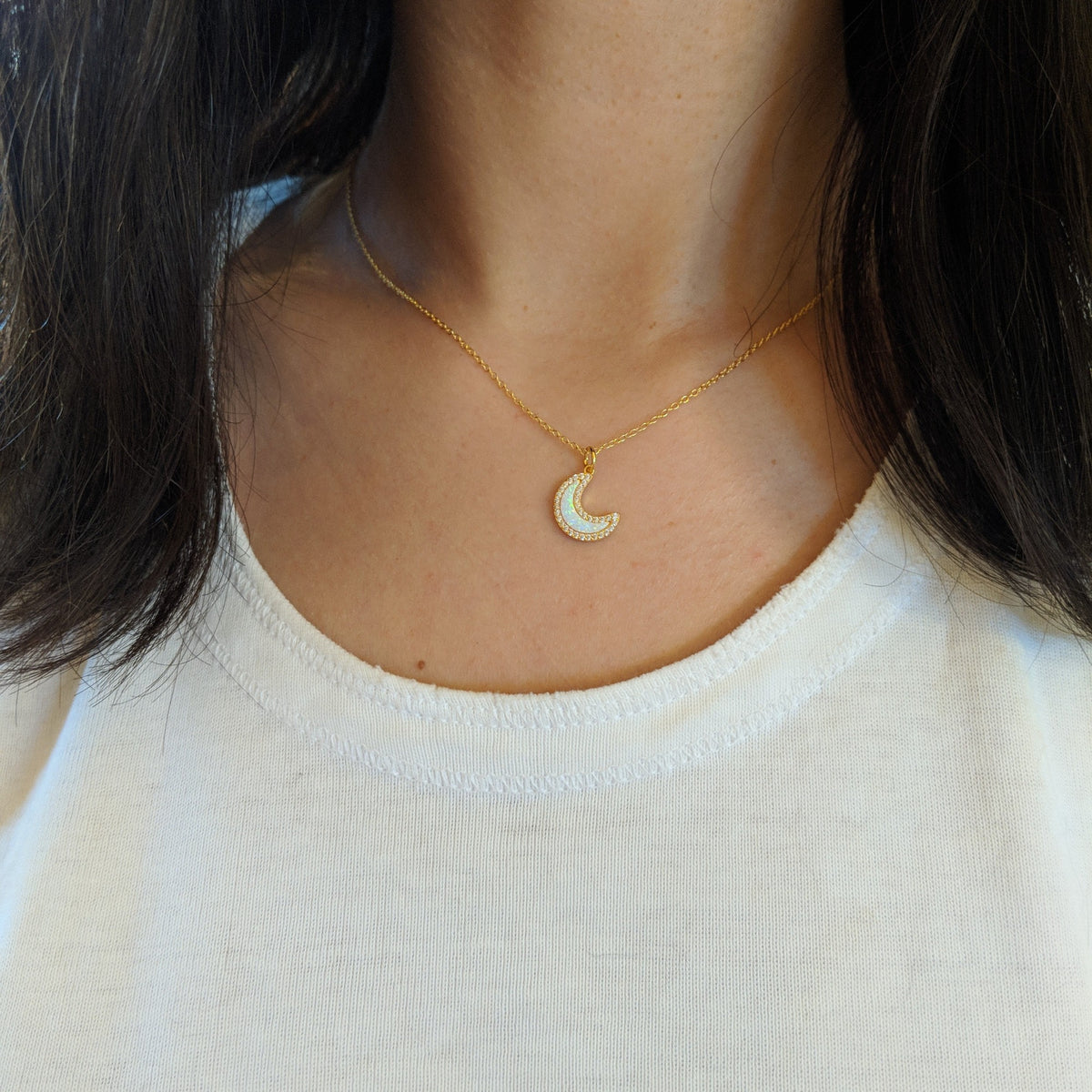 Opal Moon Necklace