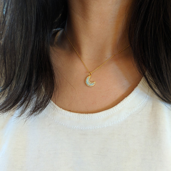 Large Half Moon Pendant Necklace / Brass – ChintamaniAlchemi