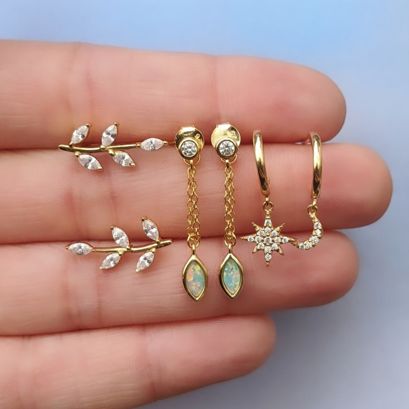 Olive Branch Crawler Earrings