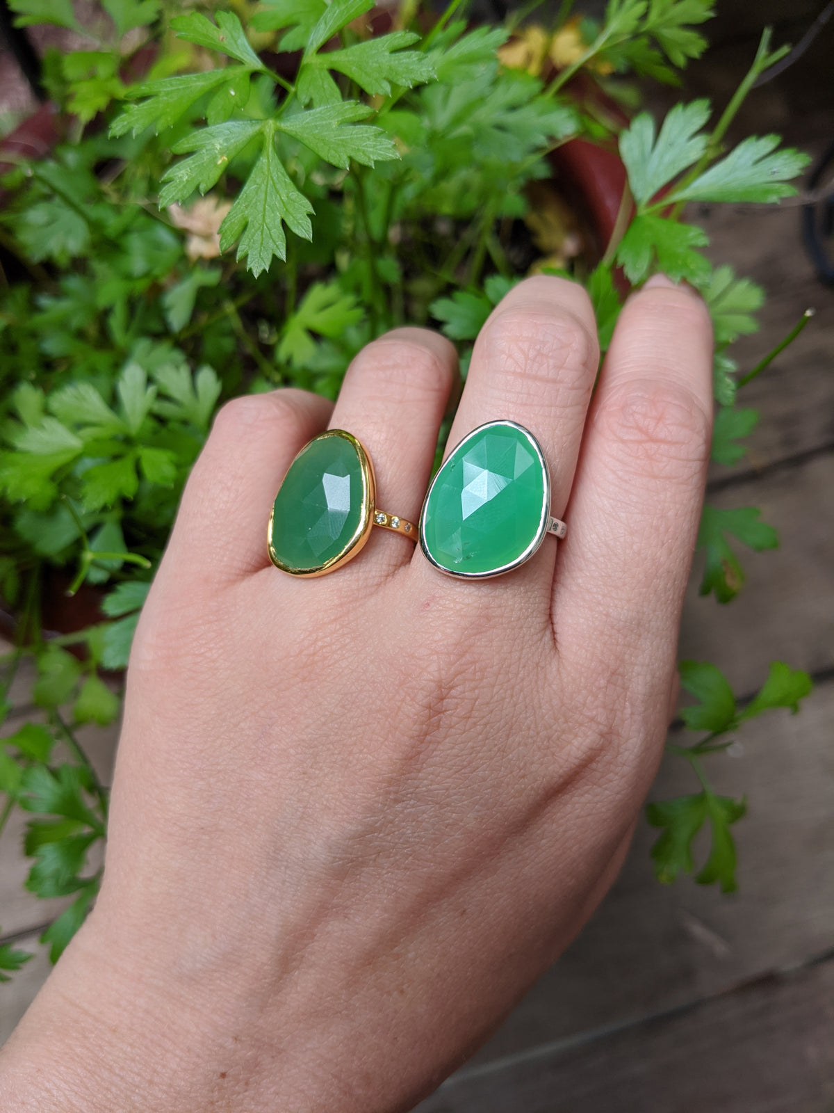 Chrysoprase Gemstone Ring