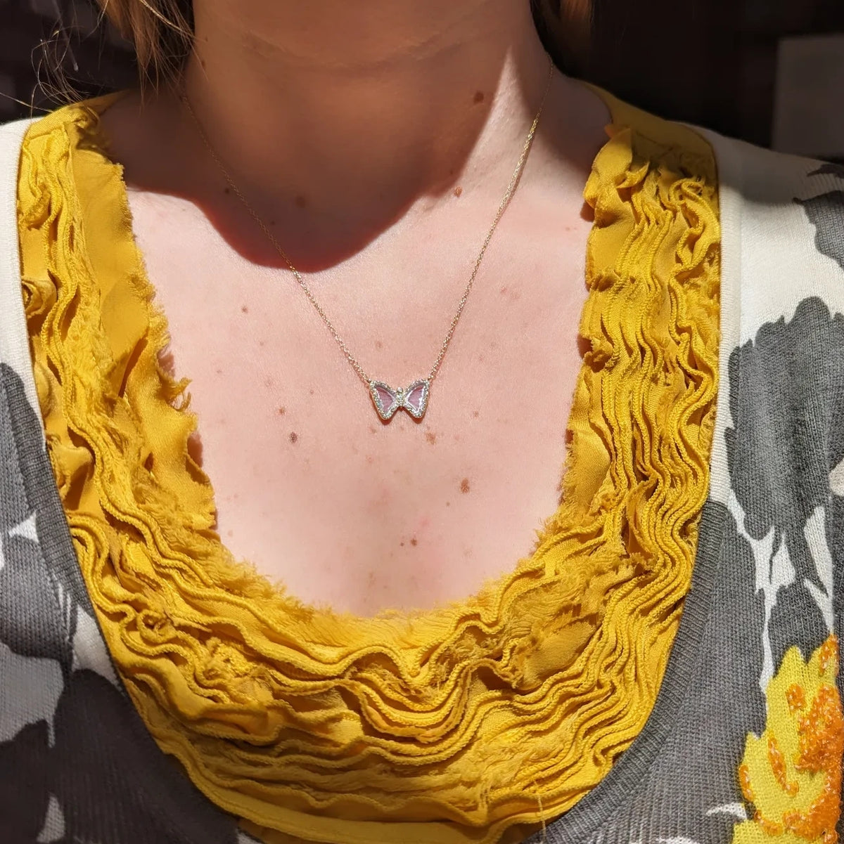 Mini Butterfly Necklace in Light Lavender