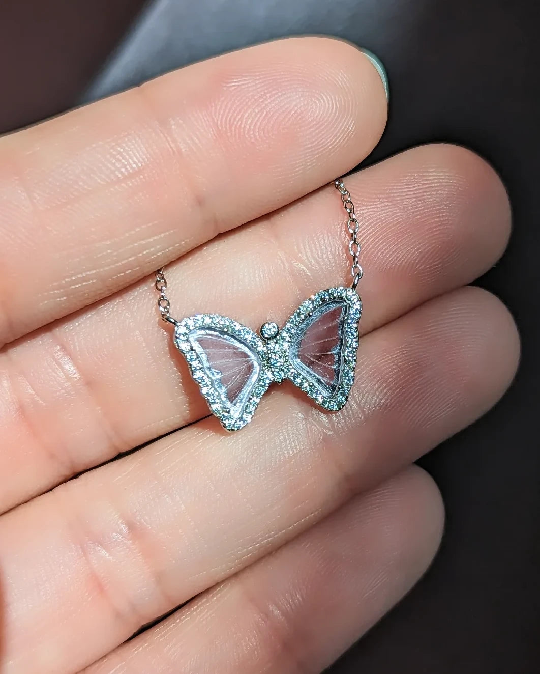 Silver Sky Blue Butterfly Diamond Necklace – Steven Singer Jewelers