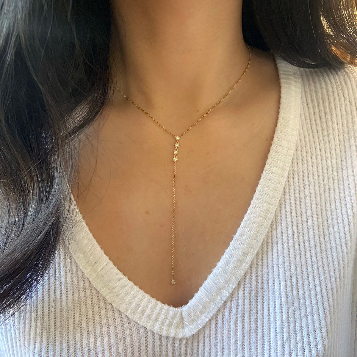 Diamond Drops Lariat Necklace