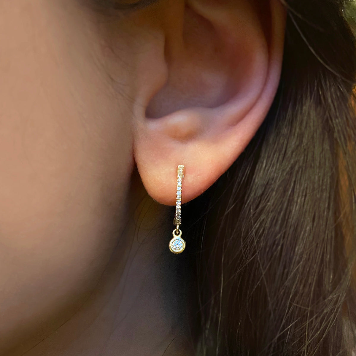 Huggies with Diamond Drops