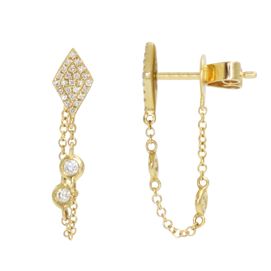 Kite Chain Stud Diamond Earrings