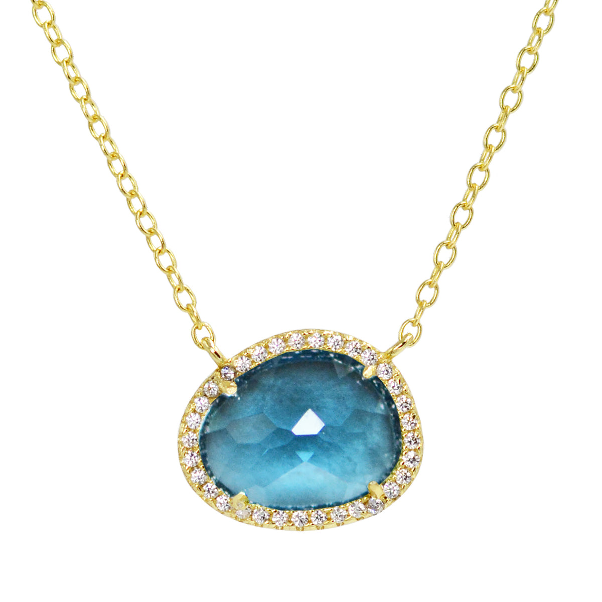 Kokoto Lab Created Gemstone Necklace London Blue Topaz Gold
