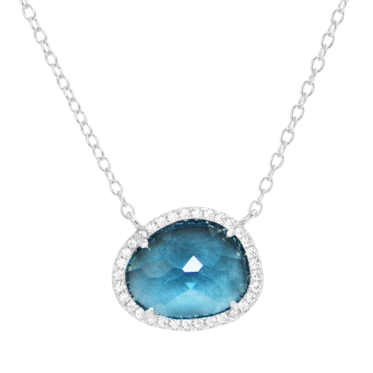 Kokoto Lab Created Gemstone Necklace London Blue Topaz silver
