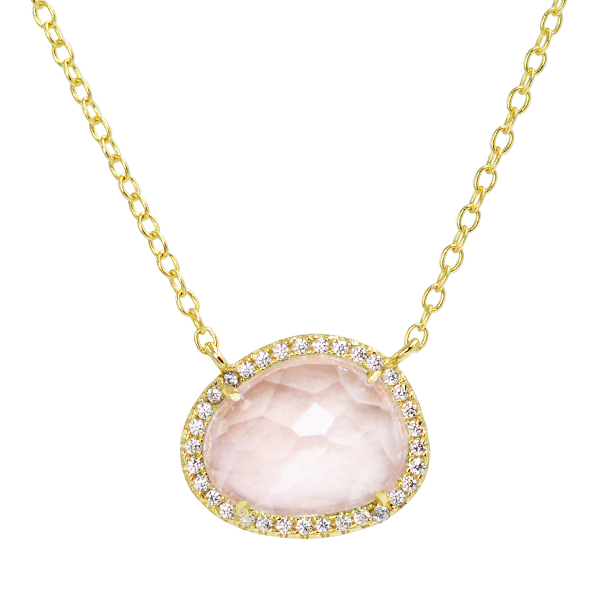 Kokoto Lab Created Gemstone Necklace Morganite Pink Gold