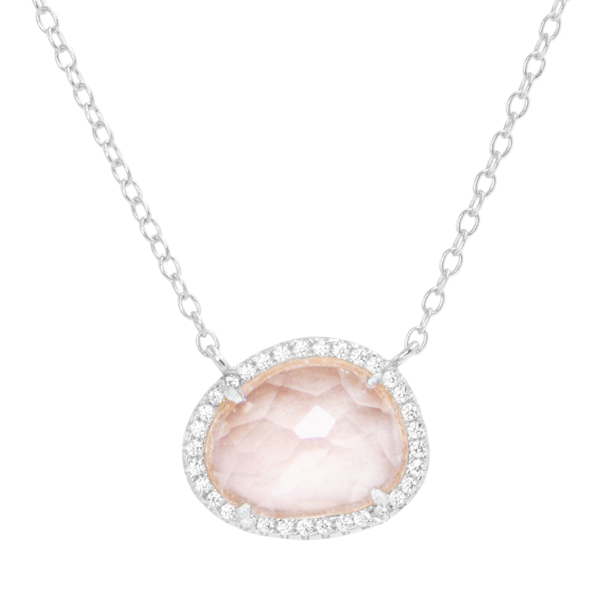 Kokoto Lab Created Gemstone Necklace Morganite Pink silver