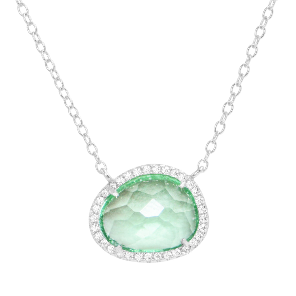 Kokoto Lab Created Gemstone Necklace Paraiba Green silver
