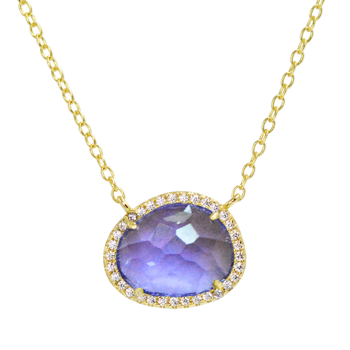 Kokoto Lab Created Gemstone Necklace Tanzanite Gold