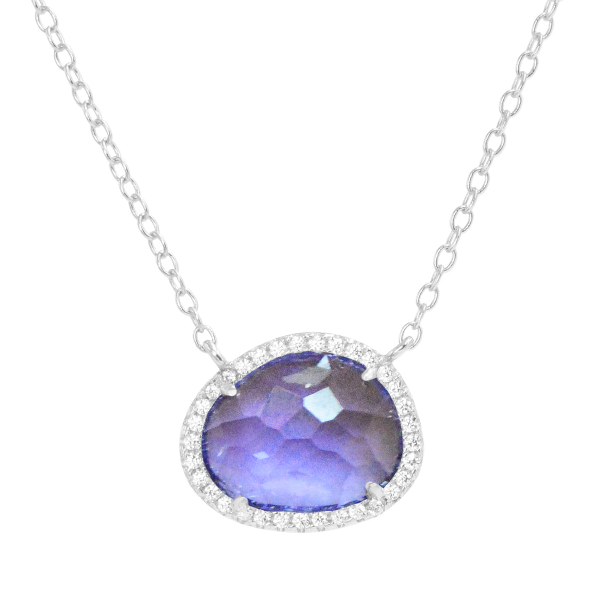 Kokoto Lab Created Gemstone Necklace Tanzanite purple silver