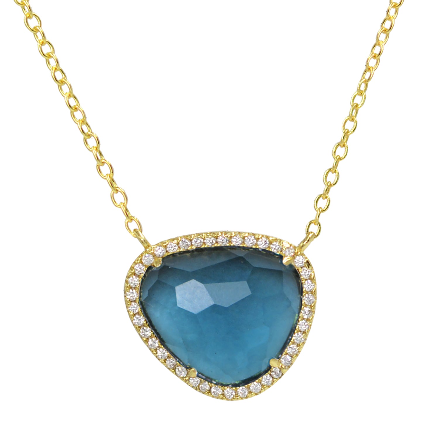 Marina Lab Created Gemstone Necklace With Crystals London Blue Topaz