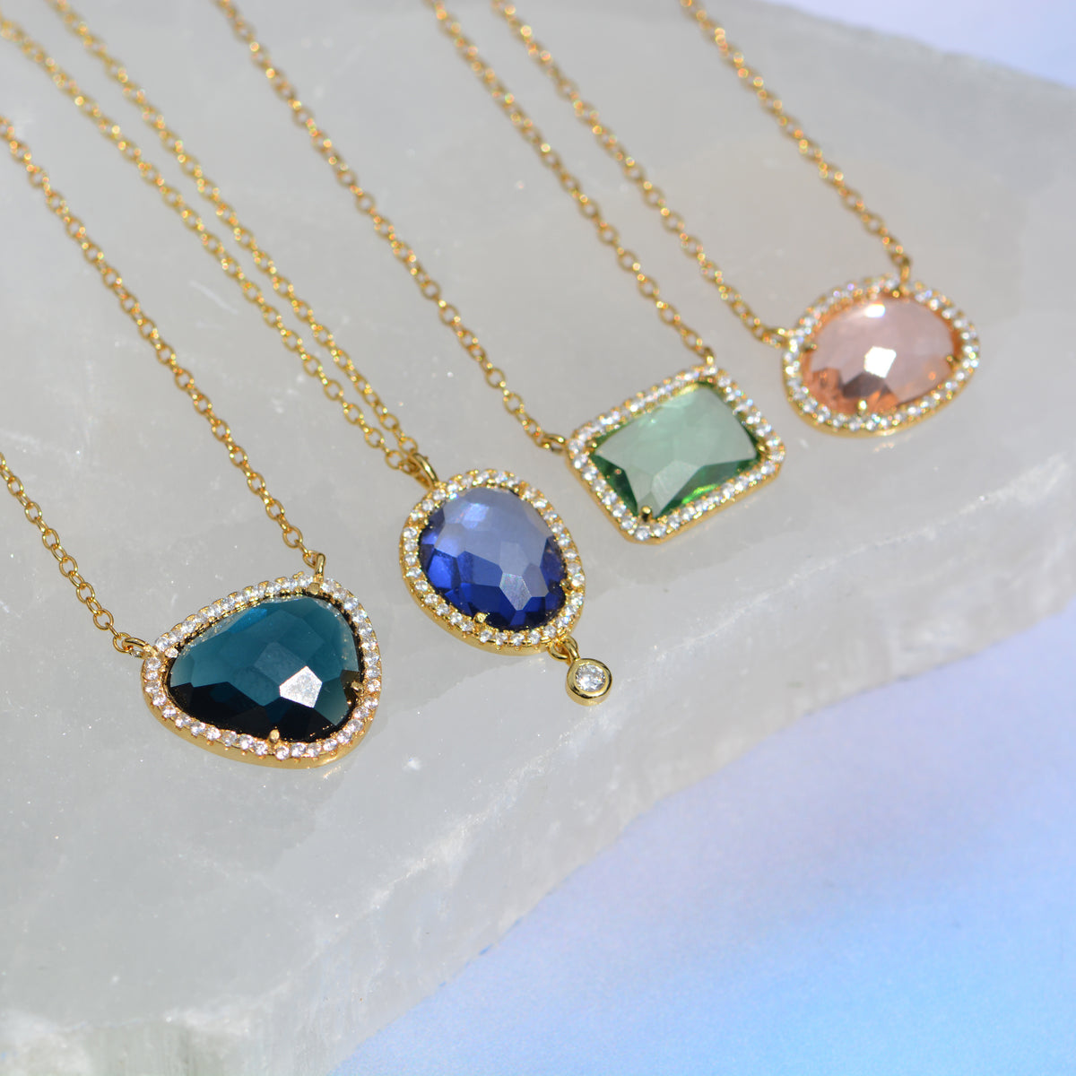 Marina Lab Created Gemstone Necklace With Crystals