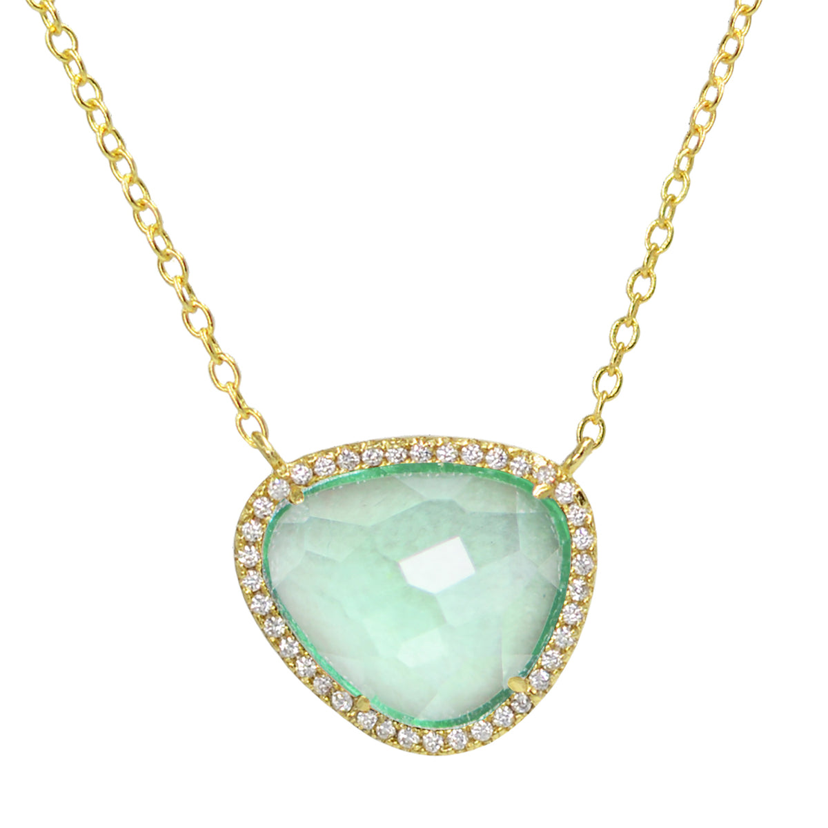 Marina Lab Created Gemstone Necklace With Crystals Paraiba Green Gold