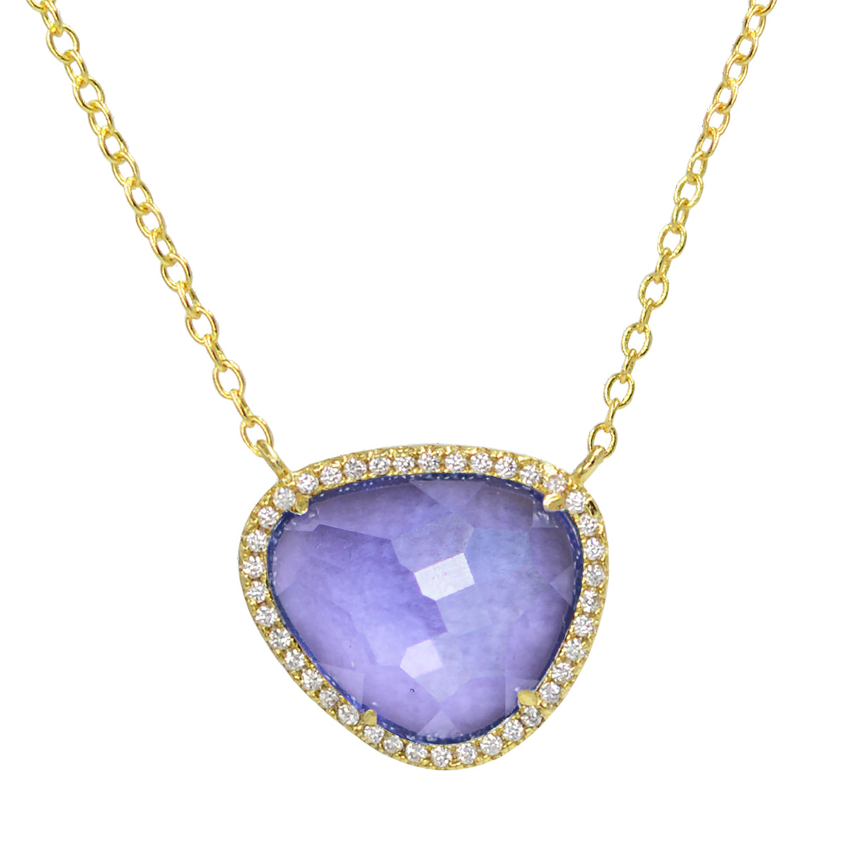 Marina Lab Created Gemstone Necklace With Crystals Tanzanite Gold