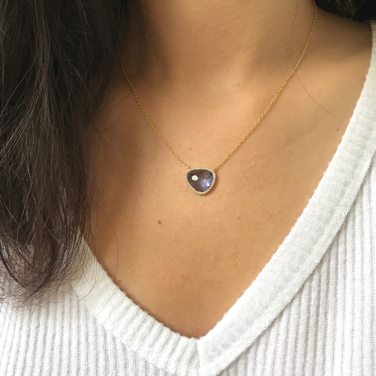 Marina Lab Created Gemstone Necklace With Crystals Tanzanite Lifestyle